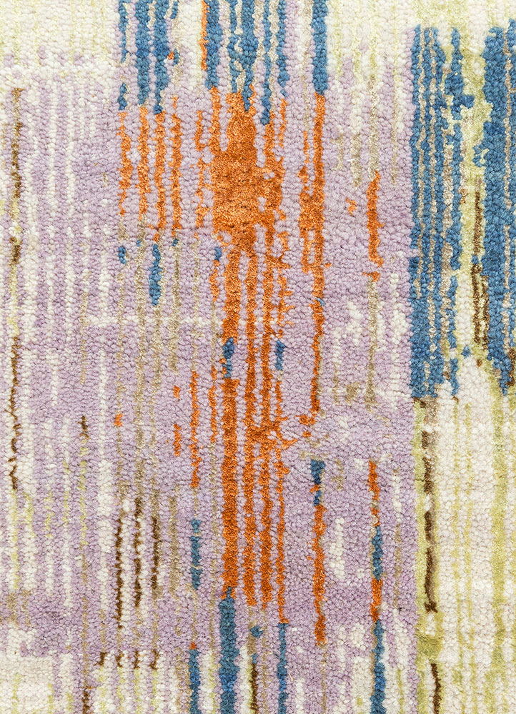 unstring by kavi blue wool and bamboo silk hand knotted Rug - CloseUp
