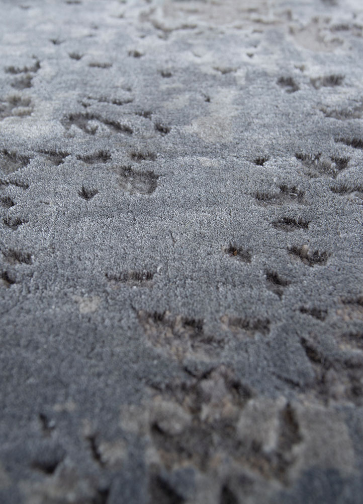 entropy beige and brown wool and bamboo silk hand knotted Rug - CloseUp