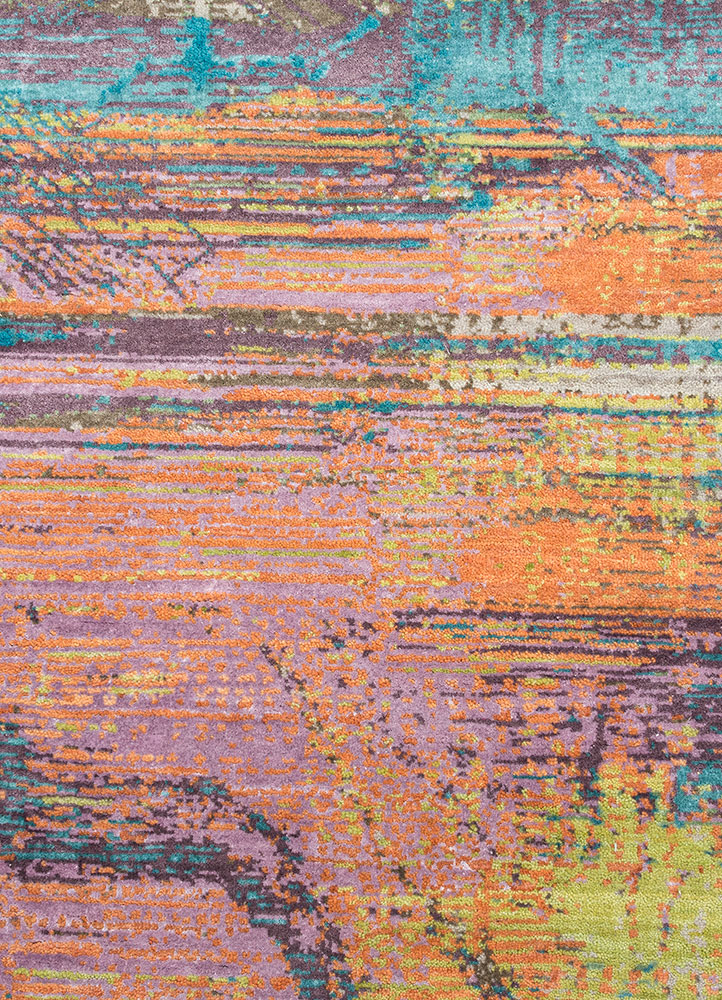 unstring by kavi multi wool and bamboo silk hand knotted Rug - CloseUp