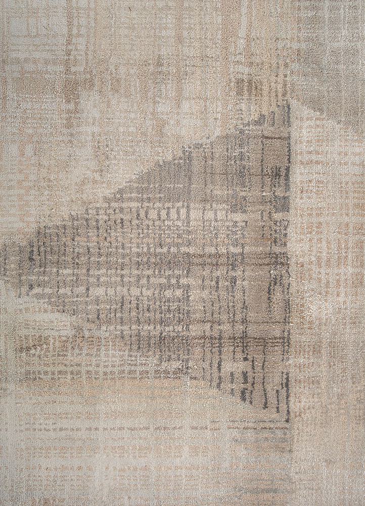 unstring by kavi red and orange wool and bamboo silk hand knotted Rug - CloseUp