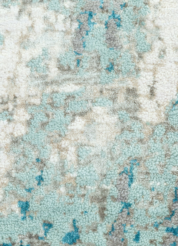 tattvam blue wool and bamboo silk hand knotted Rug - CloseUp