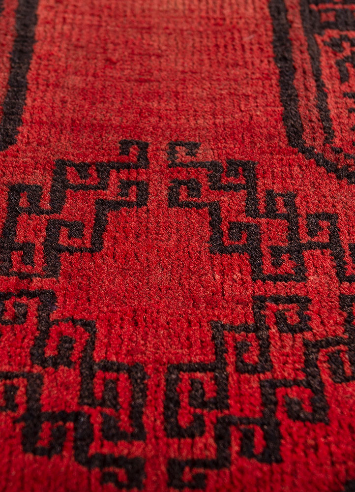 kiaan red and orange wool hand knotted Rug - CloseUp