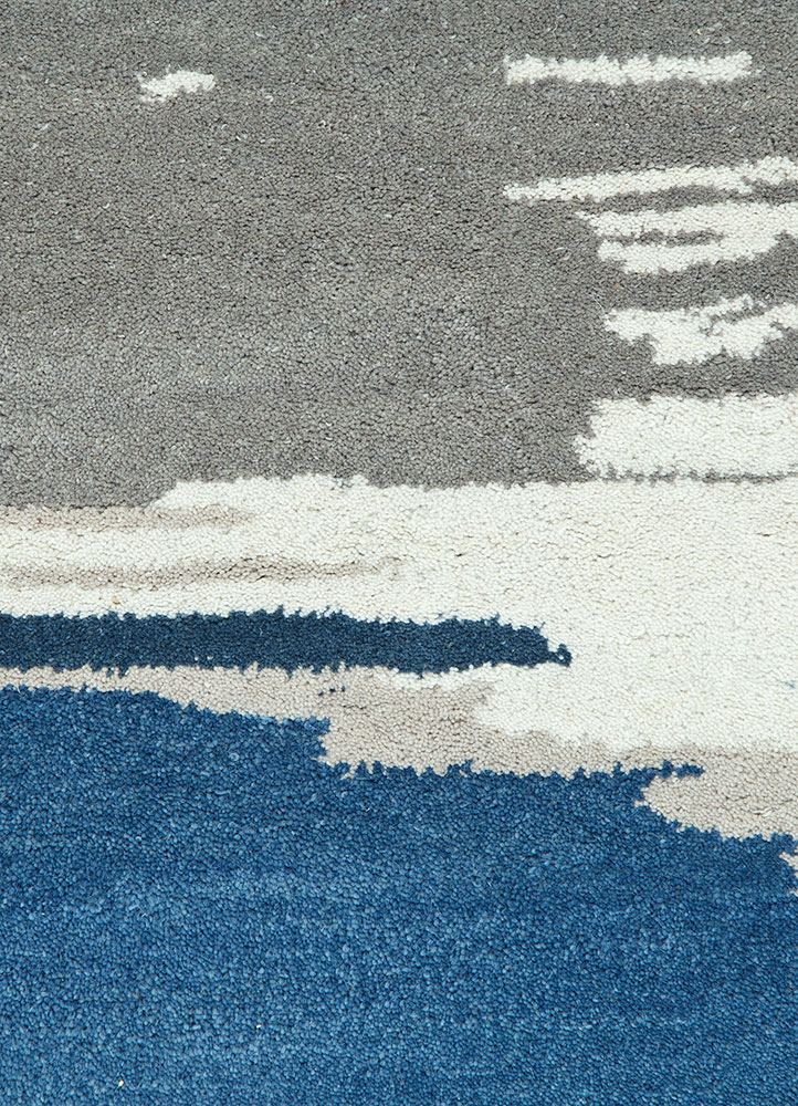 caliedo blue wool hand tufted Rug - CloseUp