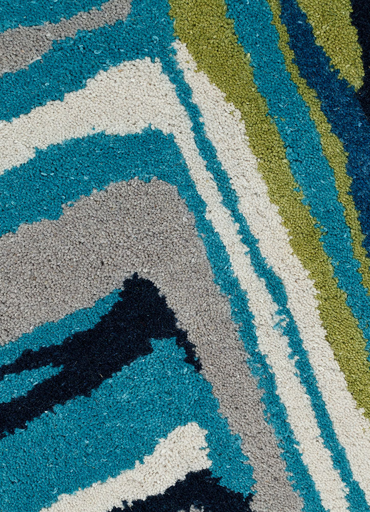 genesis green wool hand tufted Rug - CloseUp