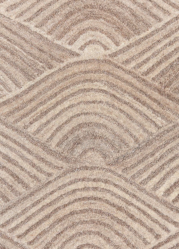pathways beige and brown wool hand tufted Rug - CloseUp