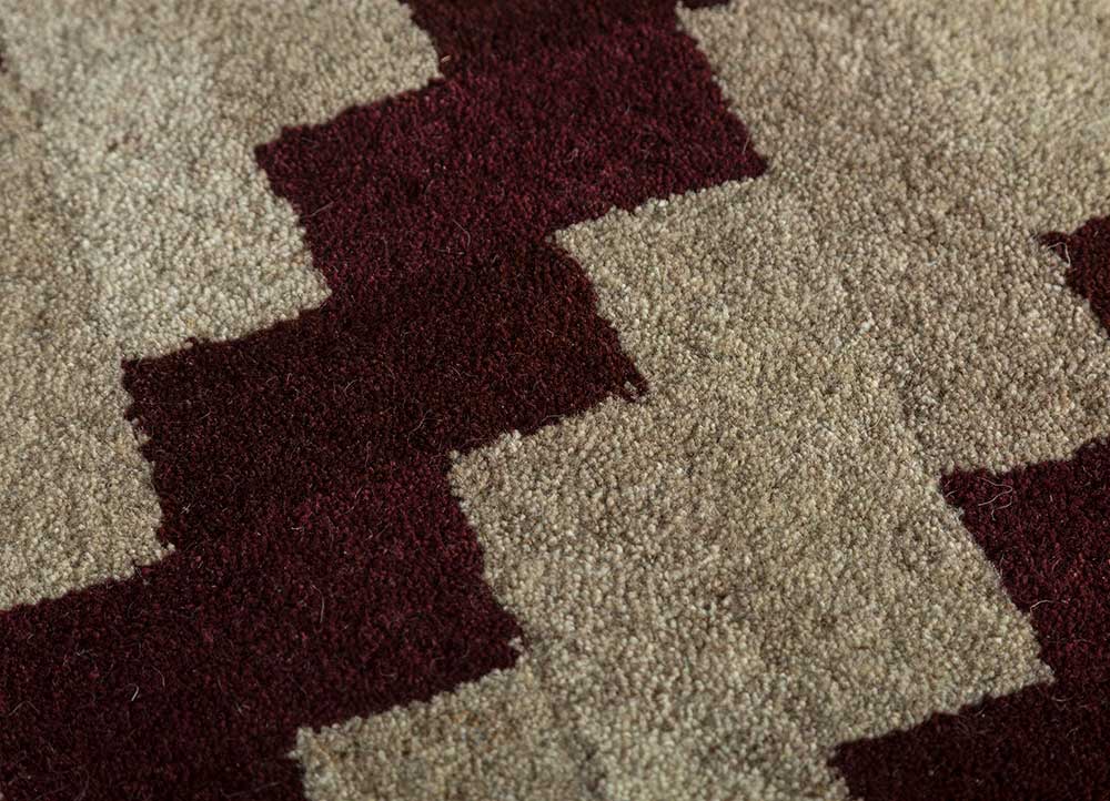 pathways beige and brown wool hand tufted Rug - CloseUp