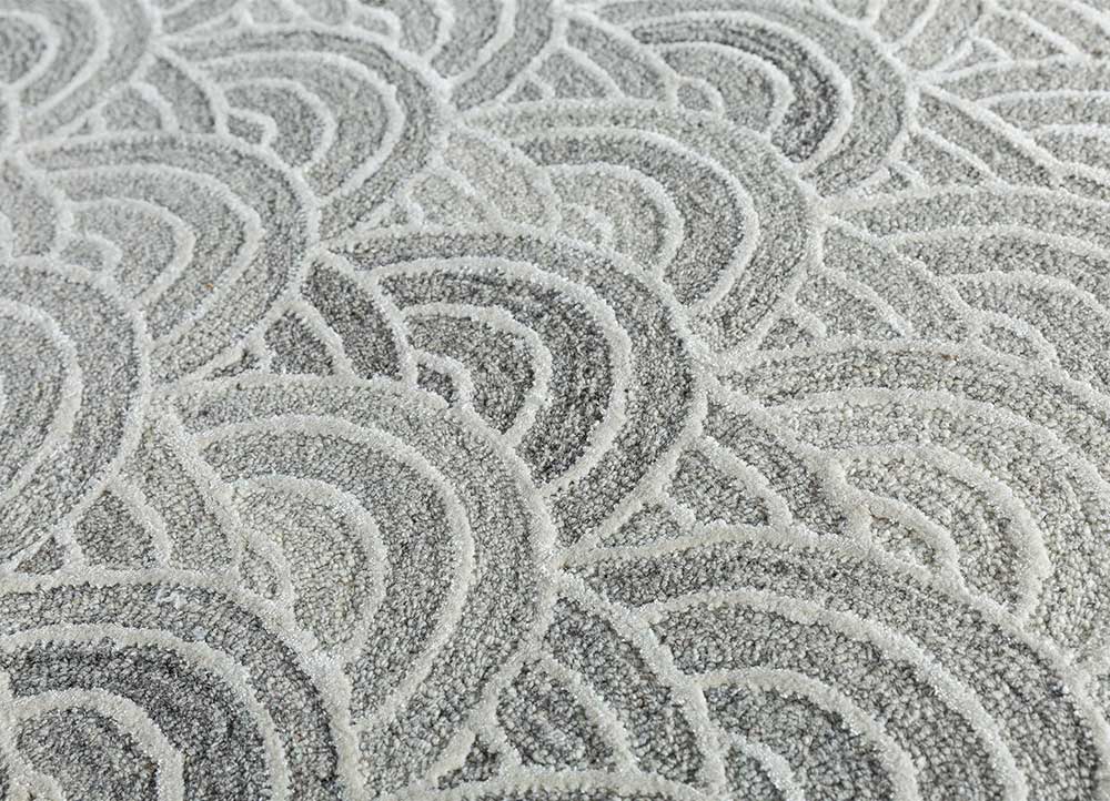 pathways grey and black wool and viscose hand tufted Rug - CloseUp