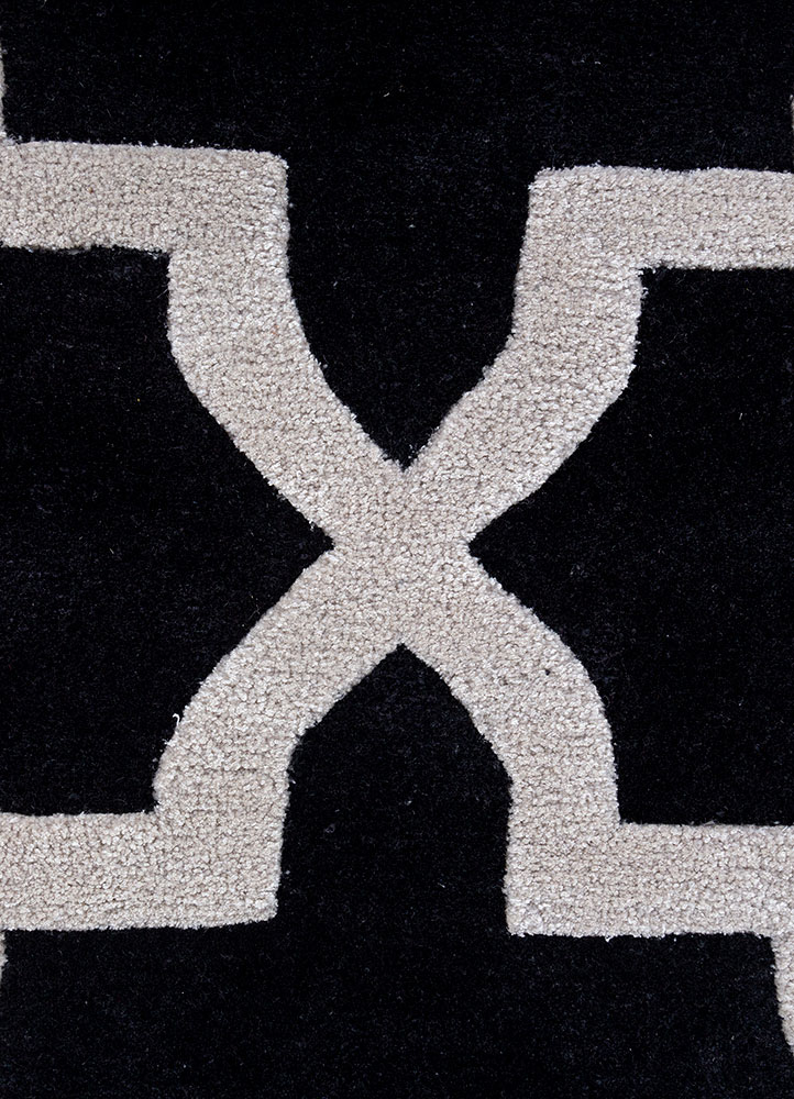 contour grey and black wool and viscose hand tufted Rug - CloseUp