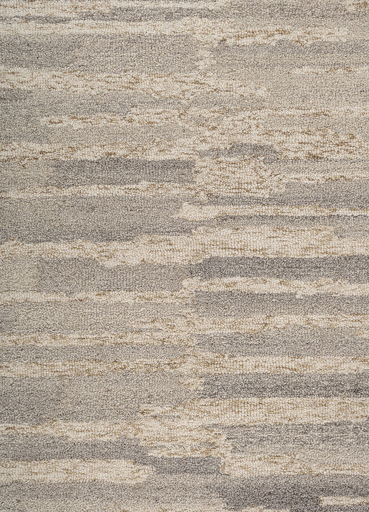 pathways beige and brown wool hand tufted Rug - CloseUp