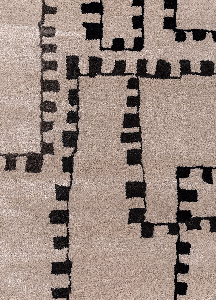 contour ivory wool and viscose hand tufted Rug - CloseUp