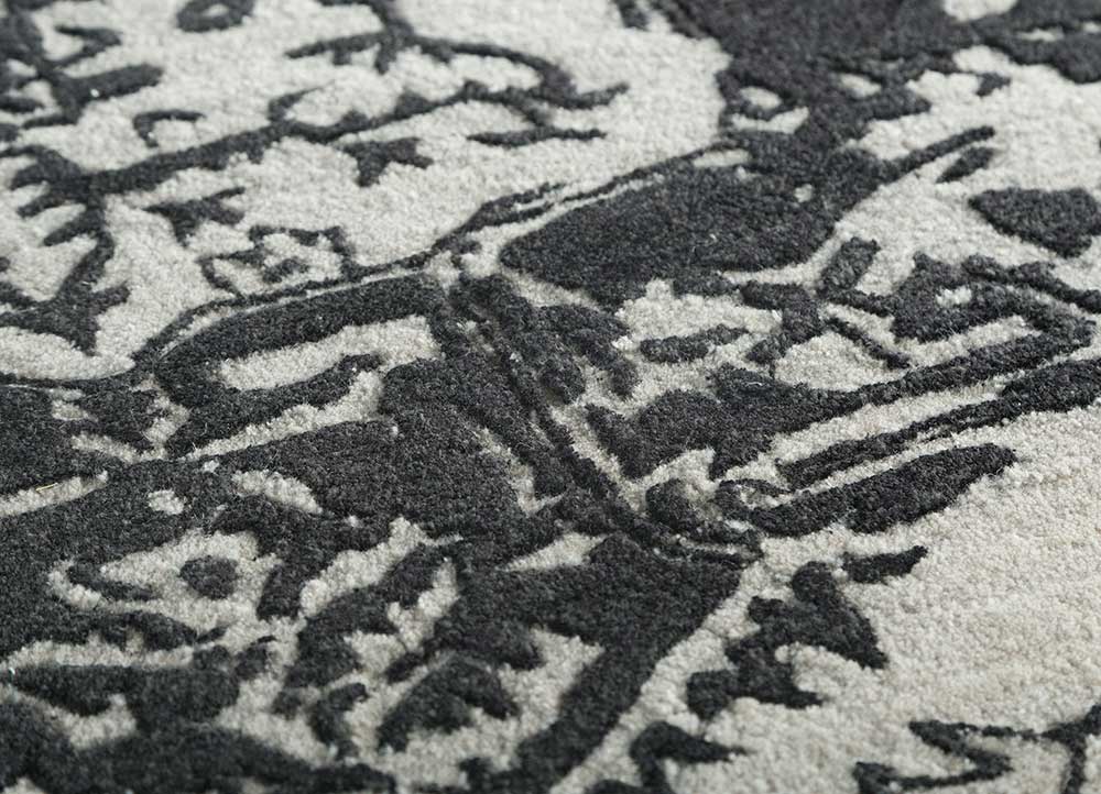mythos grey and black wool and viscose hand tufted Rug - CloseUp