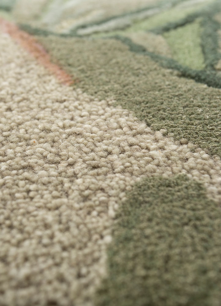 hacienda green wool and viscose hand tufted Rug - CloseUp
