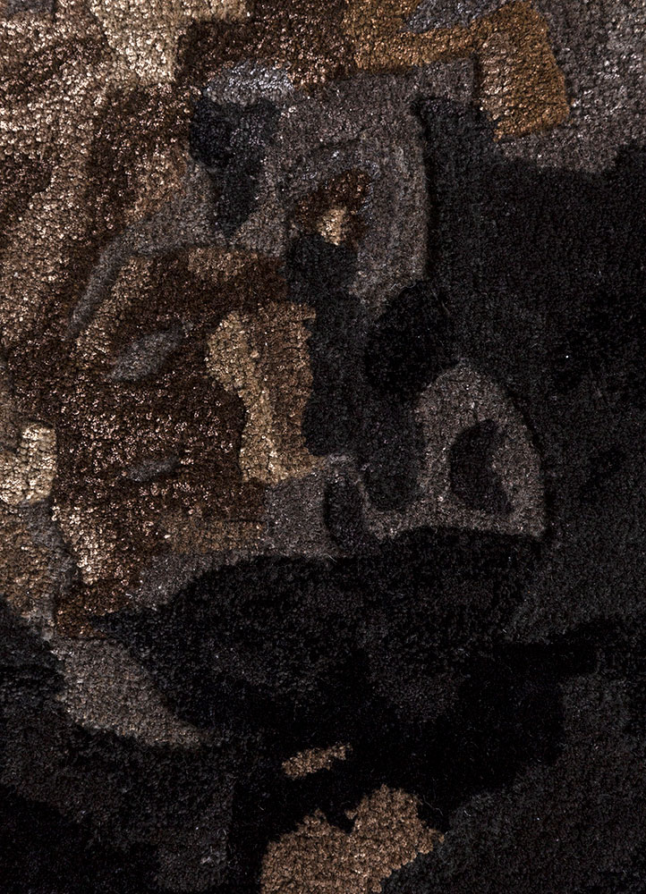 genesis grey and black wool and viscose hand tufted Rug - CloseUp