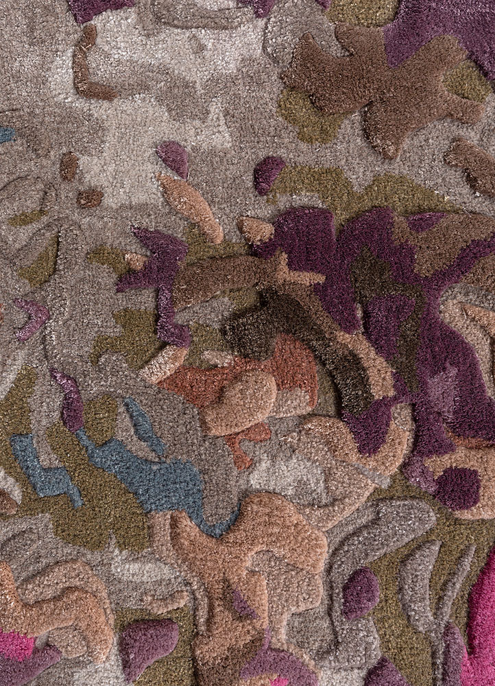 genesis pink and purple wool and viscose hand tufted Rug - CloseUp
