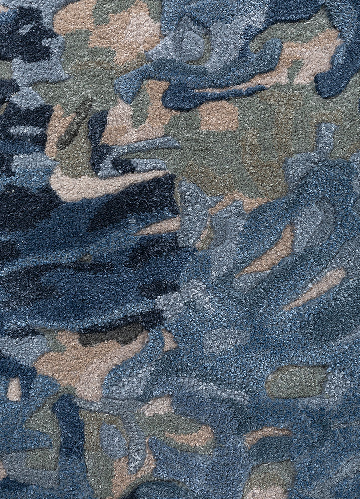 genesis blue wool and viscose hand tufted Rug - CloseUp