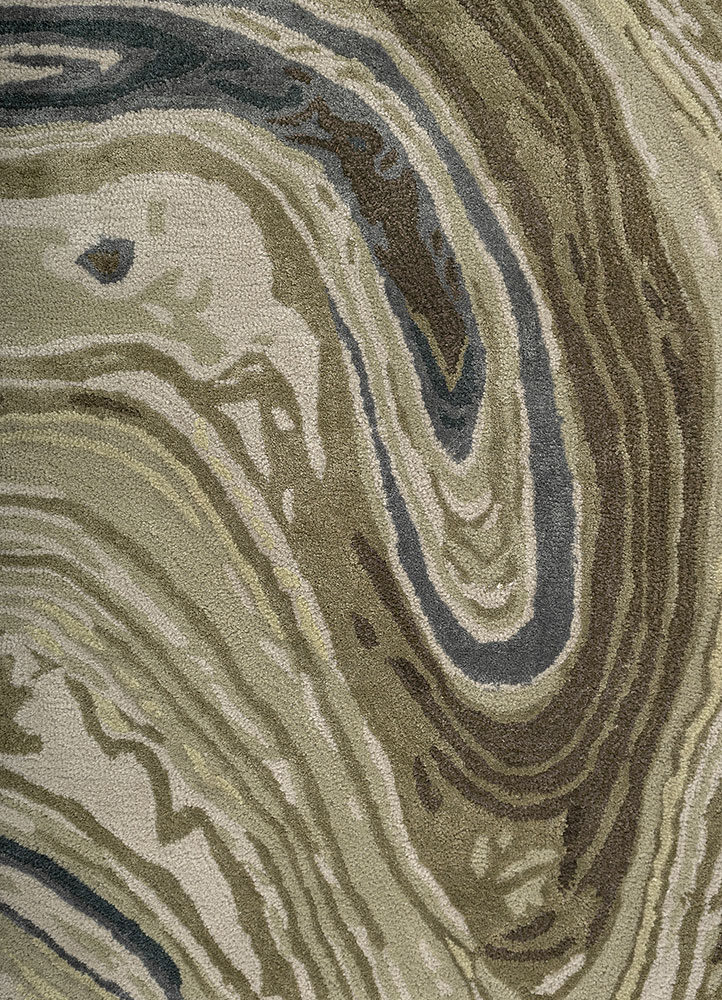 genesis green wool and viscose hand tufted Rug - CloseUp