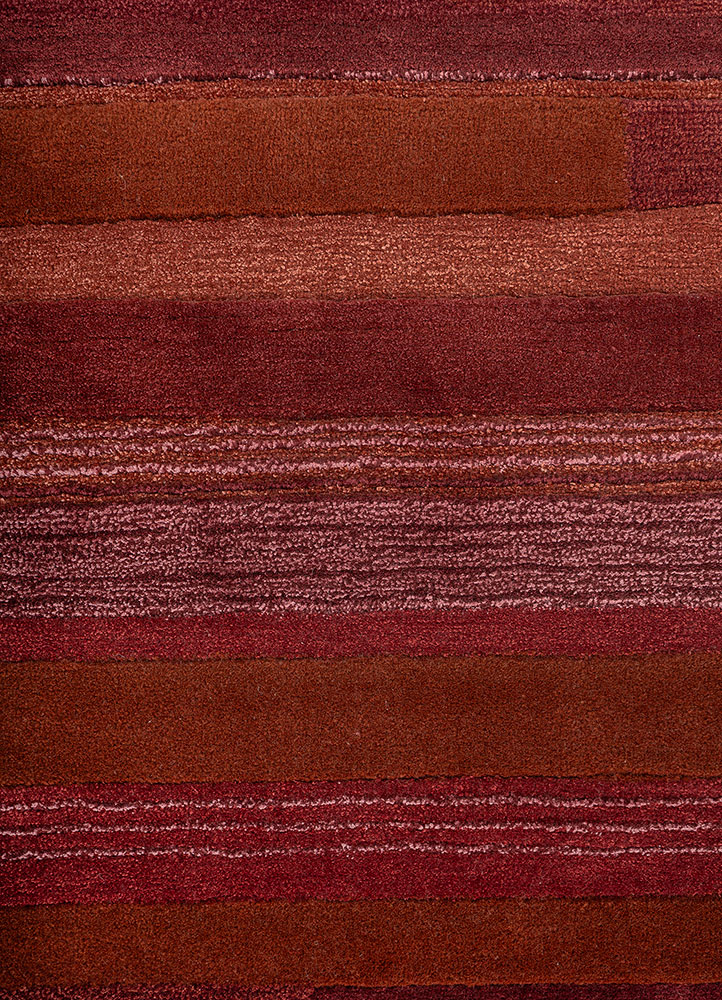 contour red and orange wool and viscose hand tufted Rug - CloseUp