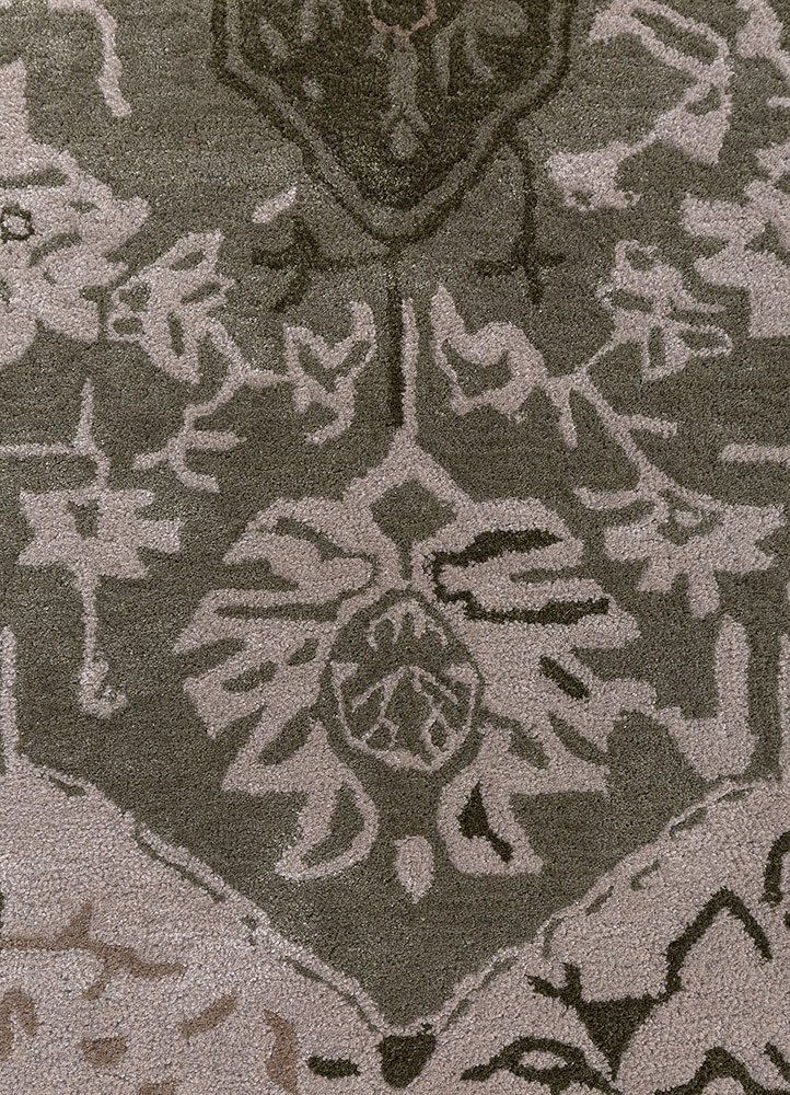 mythos green wool and viscose hand tufted Rug - CloseUp