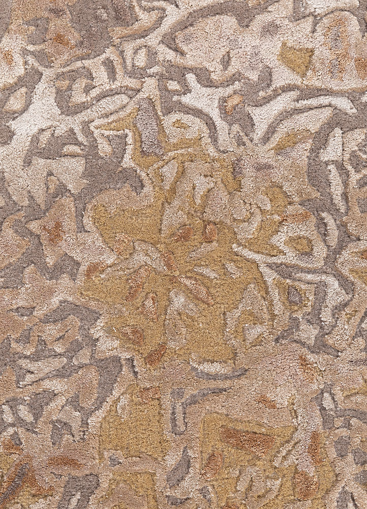 genesis beige and brown wool and viscose hand tufted Rug - CloseUp