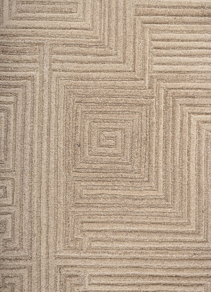 contour beige and brown wool hand tufted Rug - CloseUp