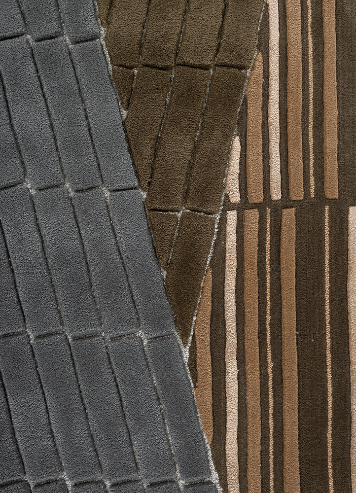 faces beige and brown wool and viscose hand tufted Rug - CloseUp