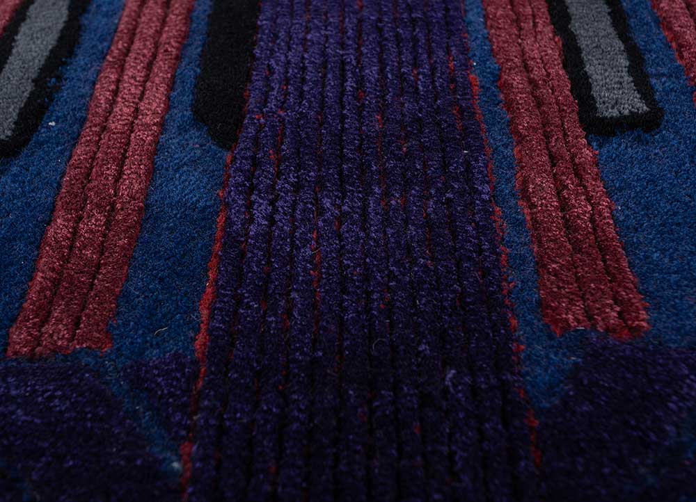 jaipur wunderkammer blue wool and viscose hand tufted Rug - CloseUp