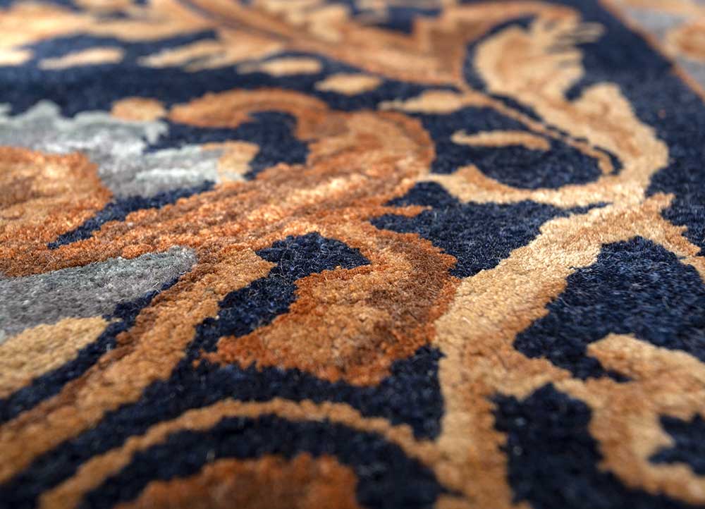 kora blue wool and viscose hand tufted Rug - CloseUp
