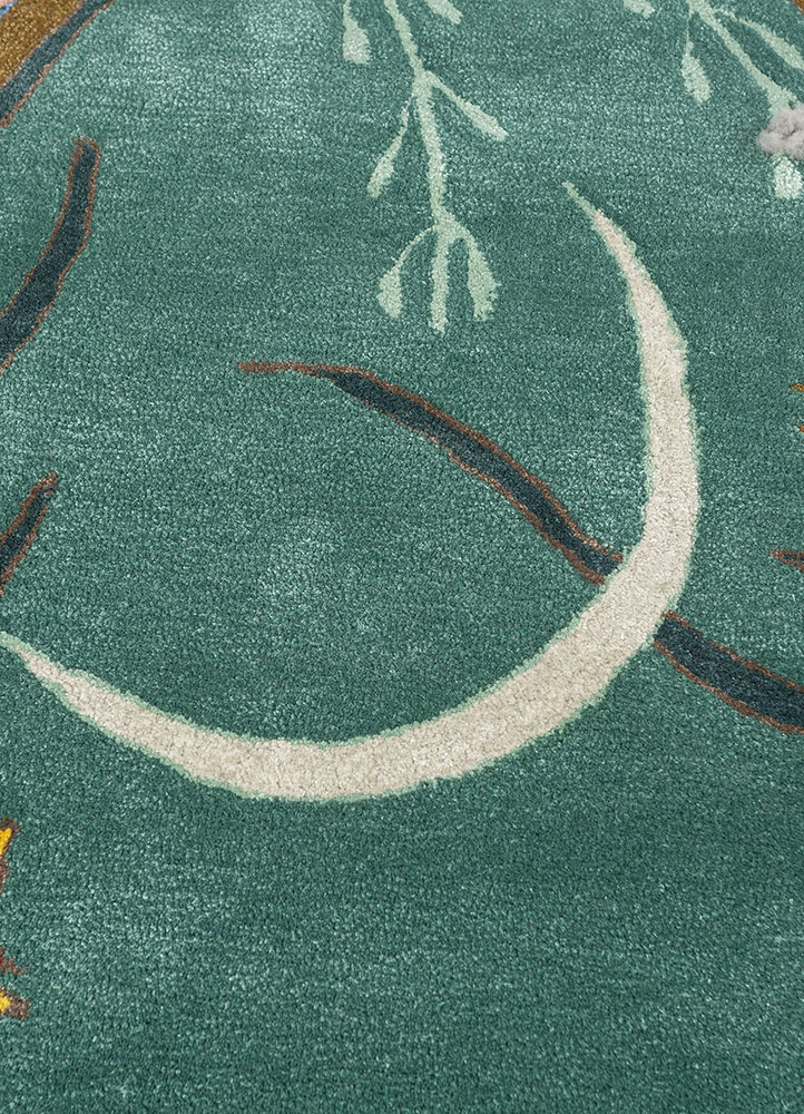 bodhi green wool and viscose hand tufted Rug - CloseUp
