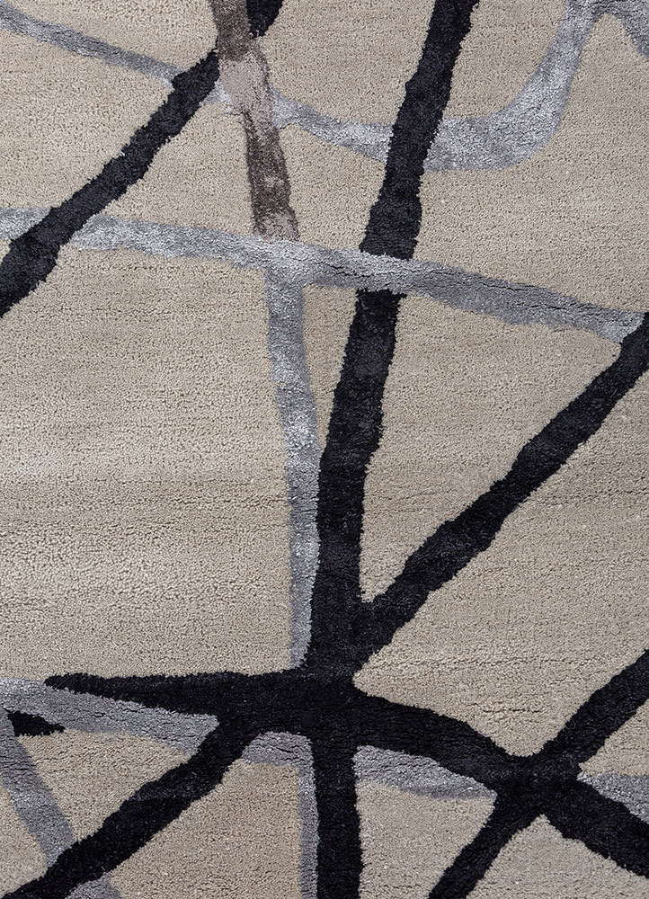 contour grey and black wool and viscose hand tufted Rug - CloseUp