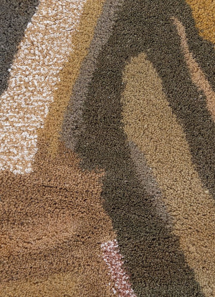 genesis beige and brown wool and viscose hand tufted Rug - CloseUp
