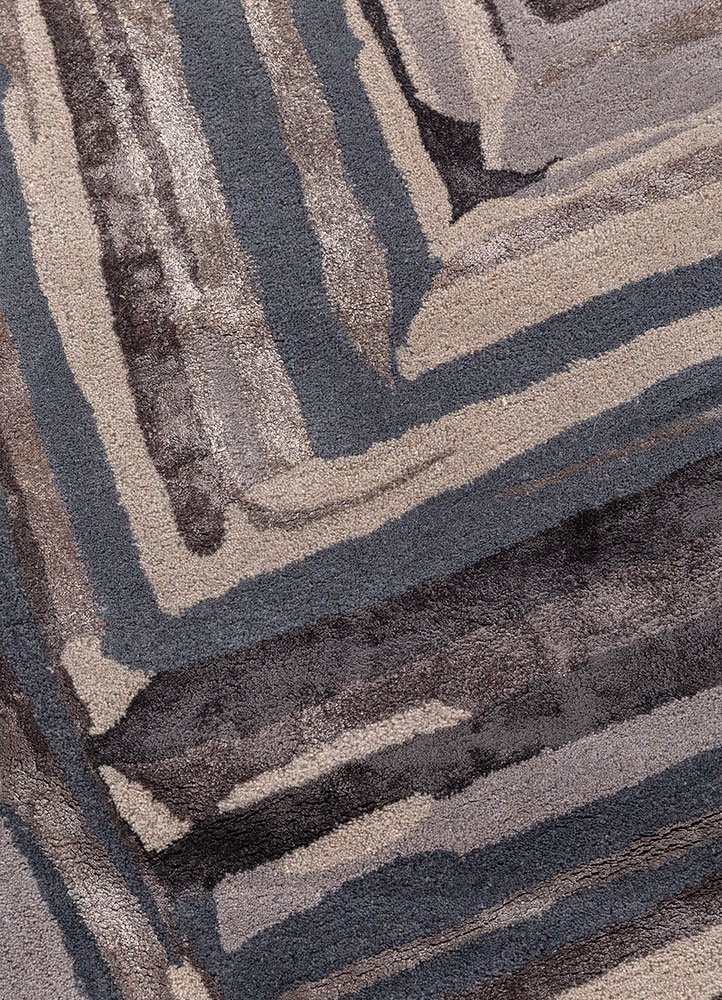 genesis blue wool and viscose hand tufted Rug - CloseUp