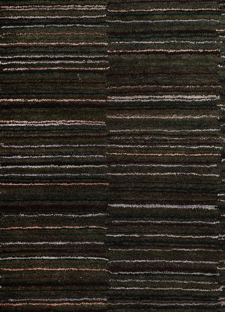 linear blue wool and viscose hand tufted Rug - CloseUp