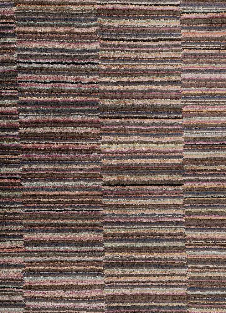 linear pink and purple wool and viscose hand tufted Rug - CloseUp