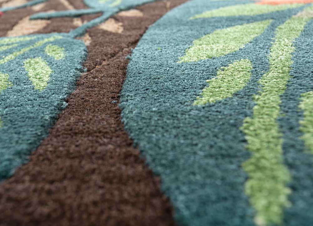 hacienda beige and brown wool and viscose hand tufted Rug - CloseUp