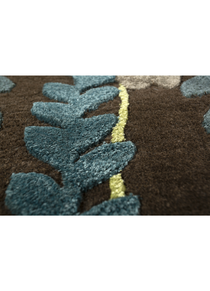 hacienda beige and brown wool and viscose hand tufted Rug - CloseUp