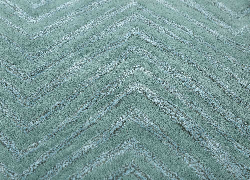 confetti green wool and viscose hand tufted Rug - CloseUp