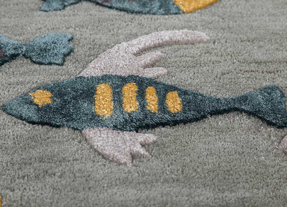 confetti blue wool and viscose hand tufted Rug - CloseUp
