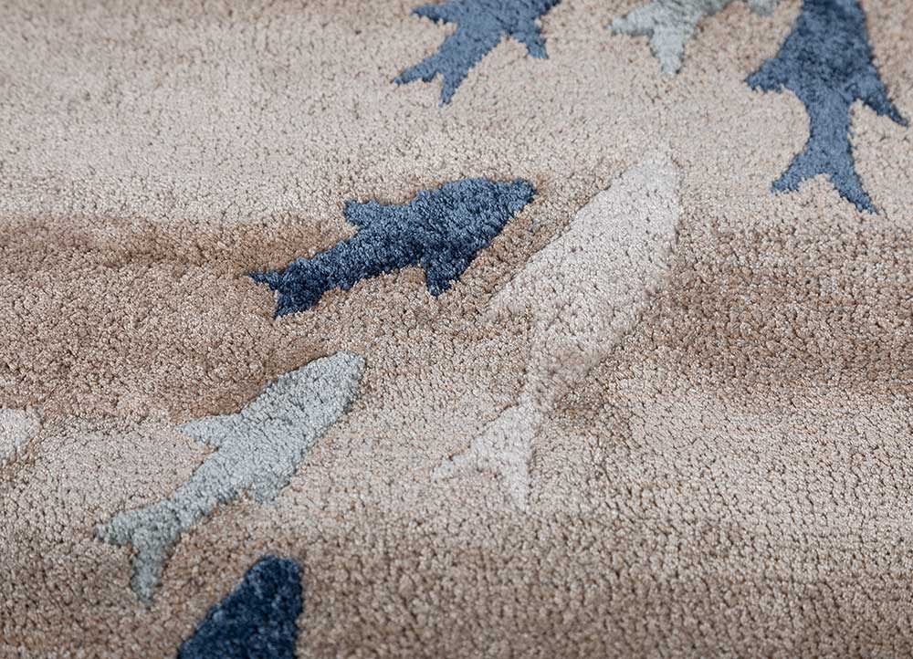 confetti beige and brown viscose hand tufted Rug - CloseUp