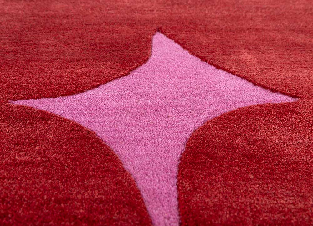 confetti red and orange wool and viscose hand tufted Rug - CloseUp