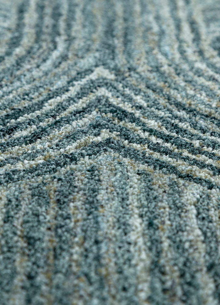 pathways blue wool and viscose hand tufted Rug - CloseUp