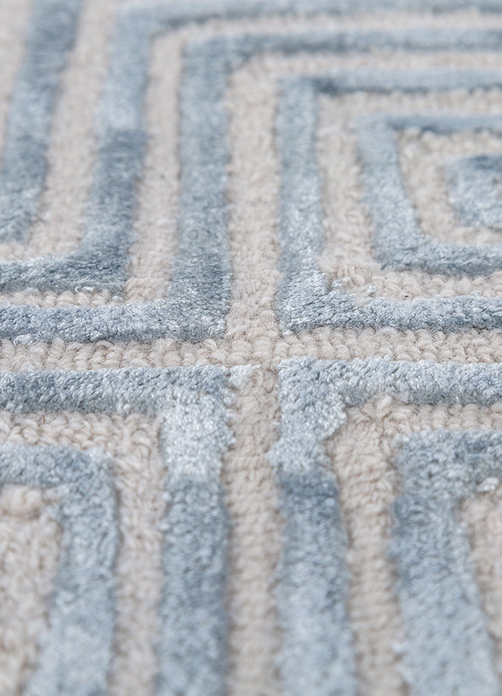 cera blue wool and viscose hand tufted Rug - CloseUp