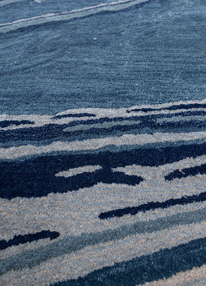 genesis blue wool and viscose hand tufted Rug - CloseUp