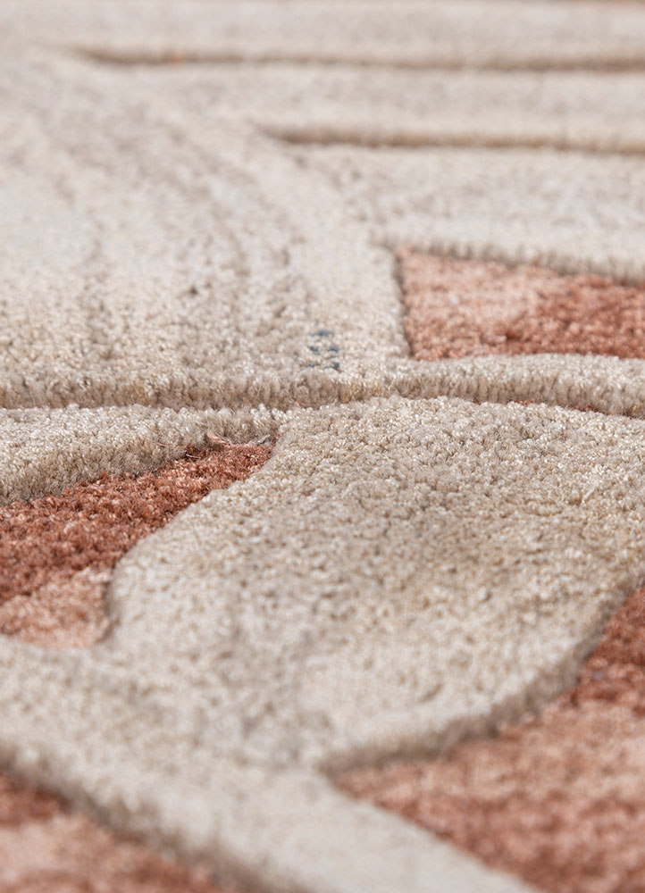 aurelia beige and brown wool and viscose hand tufted Rug - CloseUp