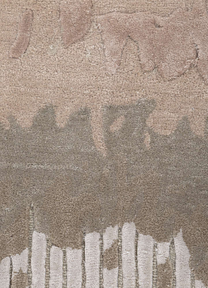 white noise ivory wool and viscose hand tufted Rug - CloseUp