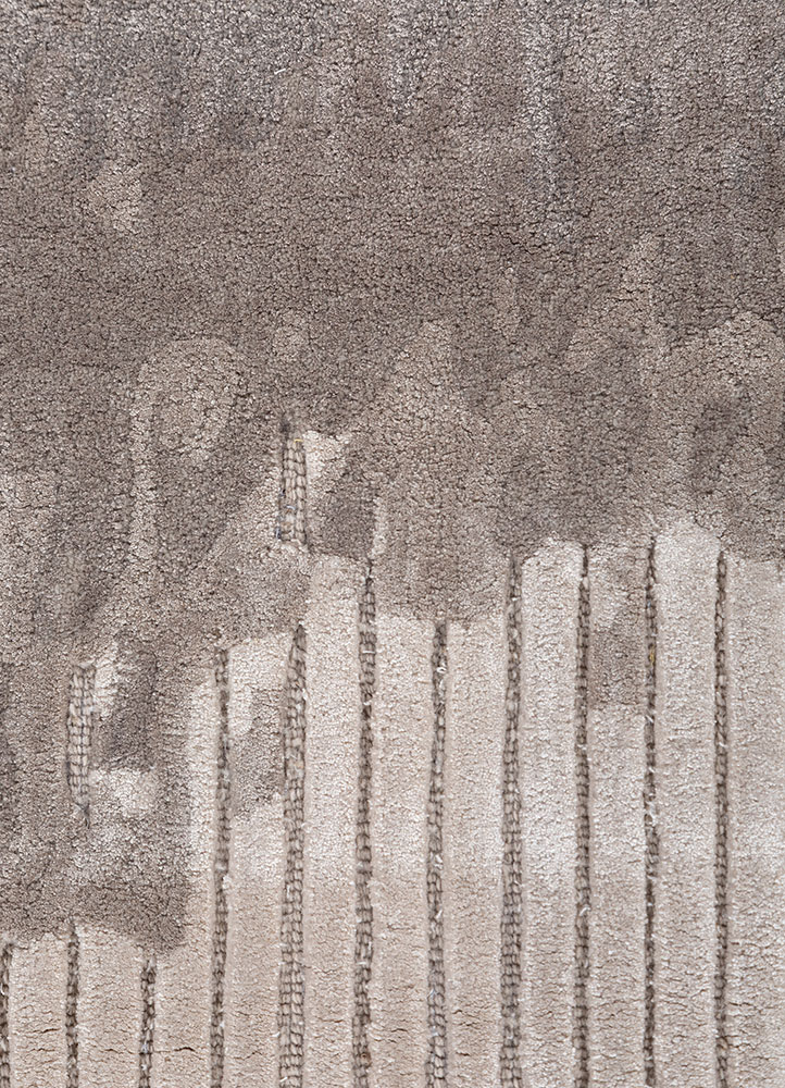 white noise ivory wool and viscose hand tufted Rug - CloseUp