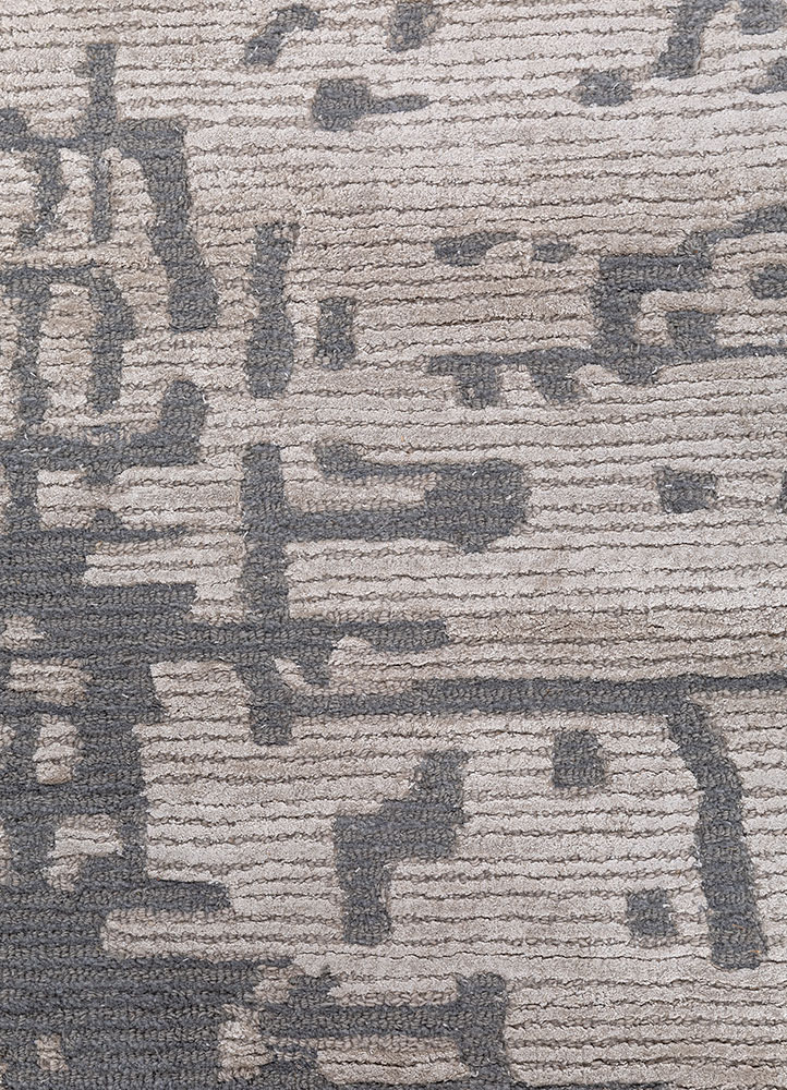 white noise blue wool and viscose hand tufted Rug - CloseUp