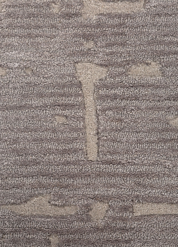 white noise grey and black wool and viscose hand tufted Rug - CloseUp