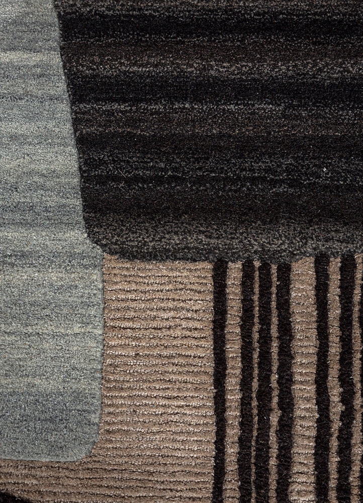 modo beige and brown wool and viscose hand tufted Rug - CloseUp