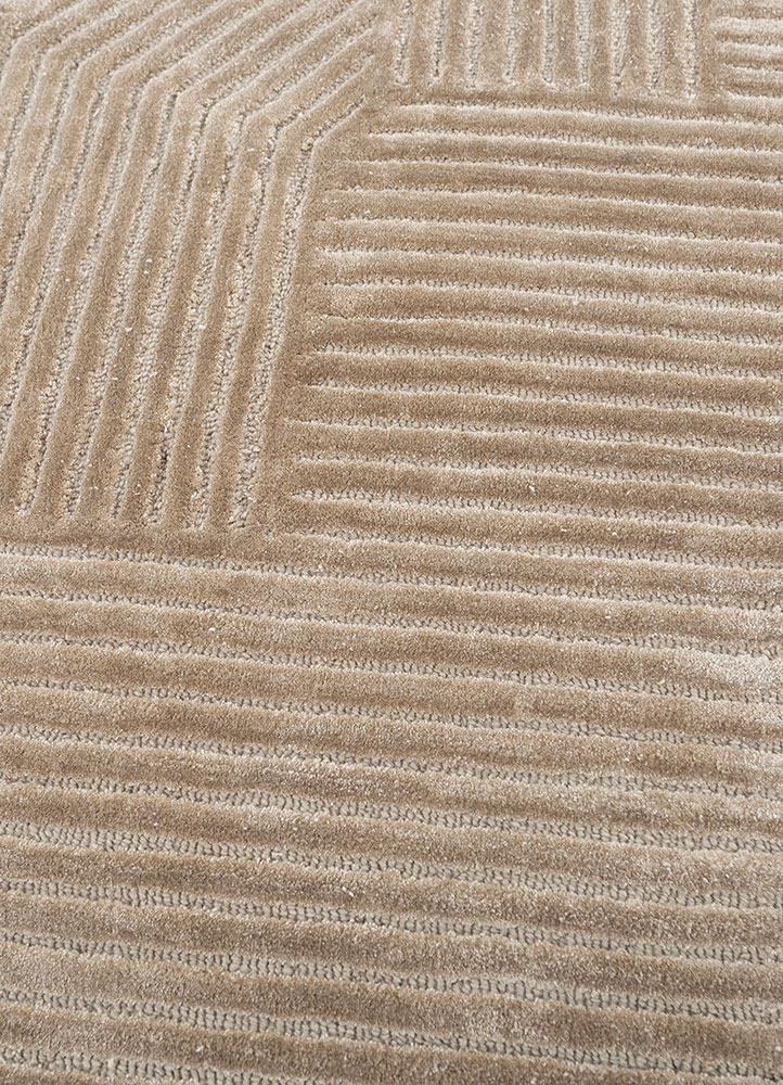 cera beige and brown wool and viscose hand tufted Rug - CloseUp