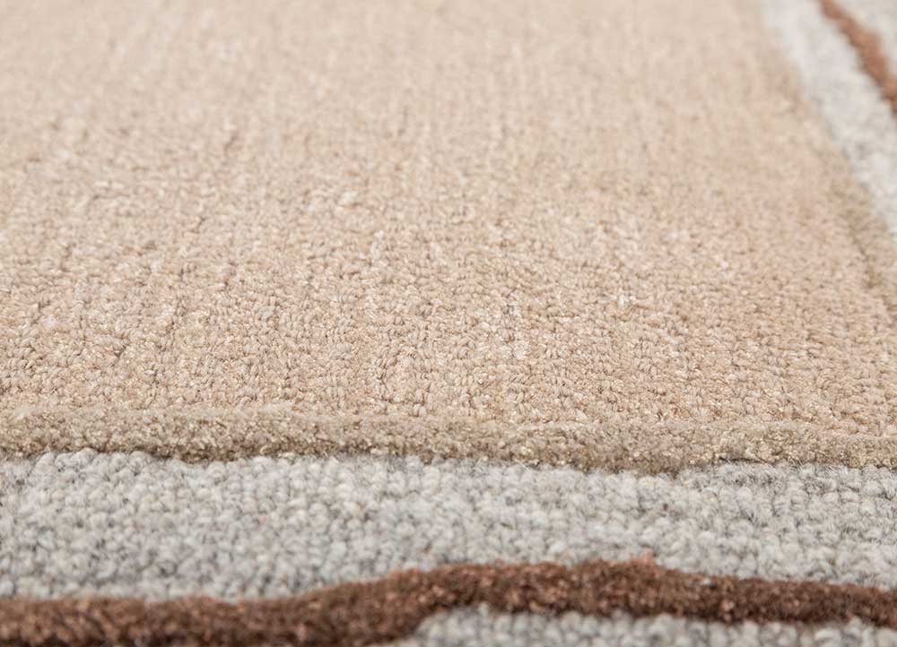modo beige and brown wool and viscose hand tufted Rug - CloseUp